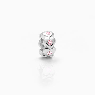 Heart to Heart, Sterling Silver and Pink CZ Heart Rondel – Children’s Adoré™ Charm