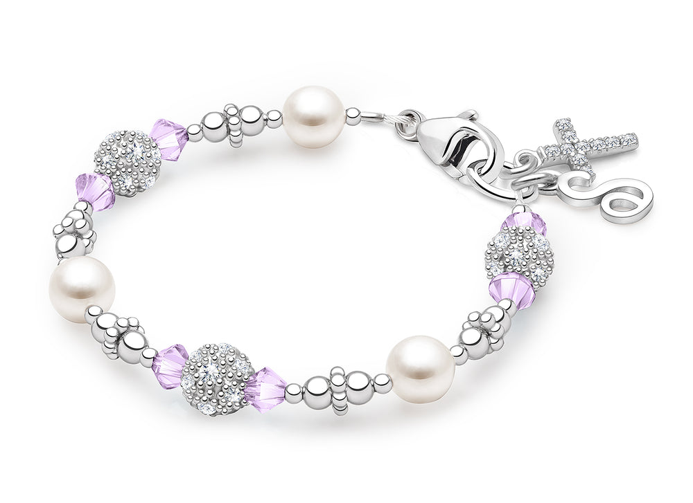 Birthstone, Christening/Baptism Baby/Children’s Beaded Bracelet for Girls (All 12 Birthstones Avail) – Sterling Silver