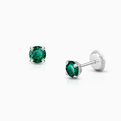 May Birthstone 9mm Huggie Hoops, Swarovski® Crystal Baby/Children’s Earrings – Sterling Silver