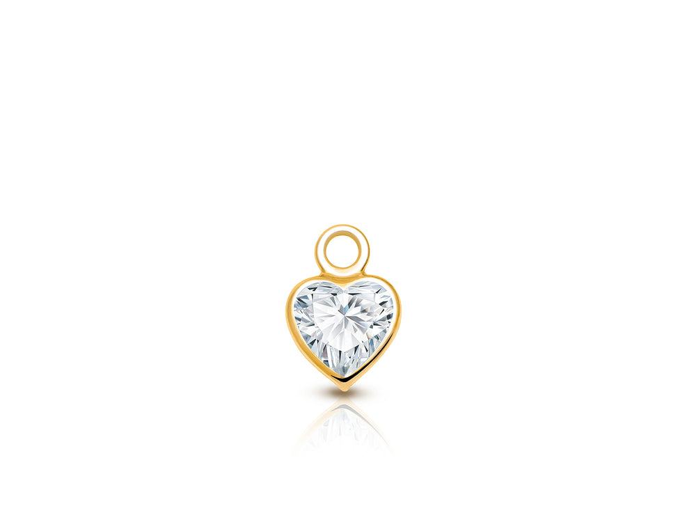 Heart – Clear CZ Bezel Set Baby/Children’s Individual Charm (Add to Your Existing Bracelet or Necklace) – 14K Gold