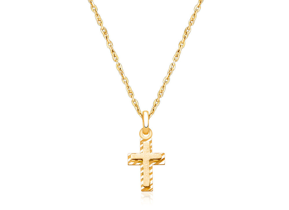 Beautifully Beveled Cross, Children’s Necklace for Girls – 14K Gold