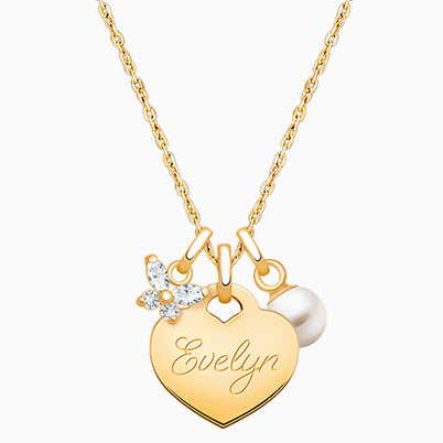 Baby Heart “Design Your Own” Children’s Necklace for Girls (50+ Optional Charms & FREE Engraving) – Sterling Silver