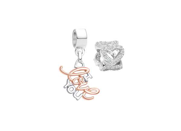 Adoré™ I Love You Charm Duo, Children’s 2-Charm Collection Set for Girls – Sterling Silver