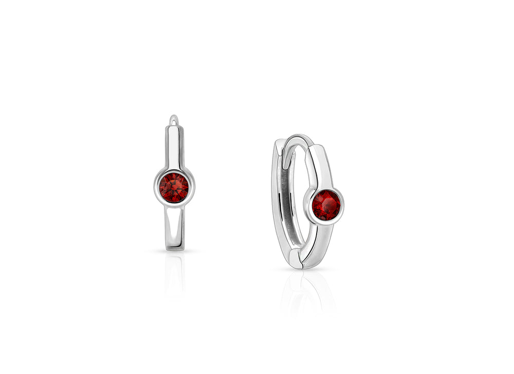 January Birthstone 9mm Huggie Hoops, Swarovski® Crystal Baby/Children’s Earrings – Sterling Silver