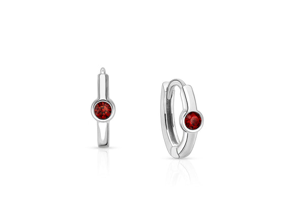 January Birthstone 9mm Huggie Hoops, Swarovski® Crystal Baby/Children’s Earrings – Sterling Silver