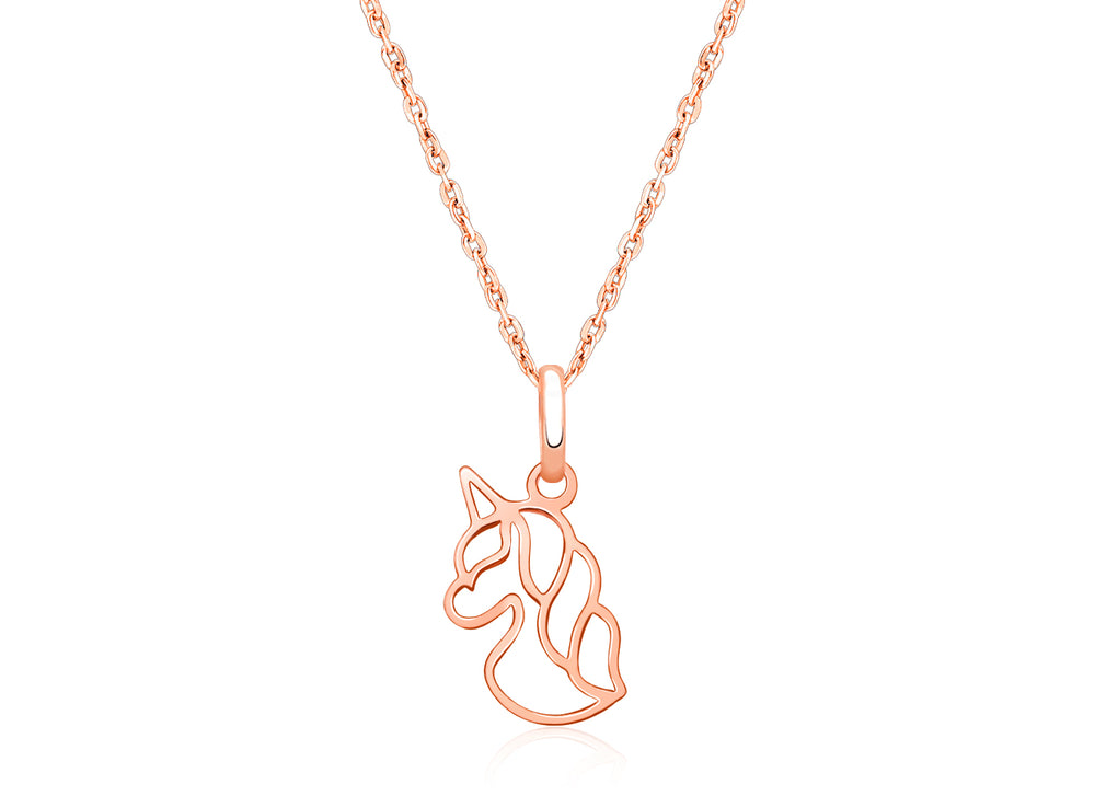 Unicorn Dreams, Children’s Necklace for Girls – 14K Rose Gold