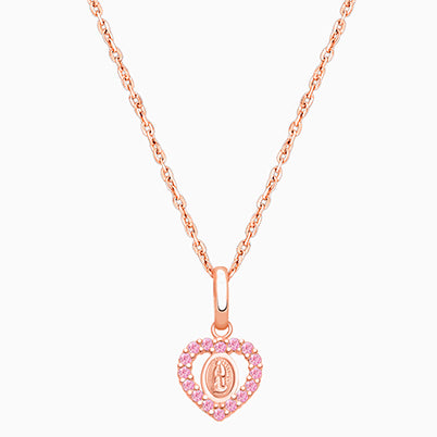 Virgin Mary, Pink CZ Heart Children’s Necklace for Girls – 14K Rose Gold