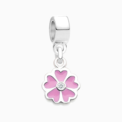 Pretty Little Petals, Sterling Silver, Pink Enamel and Clear CZ Flower – Children’s Adoré™ Charm