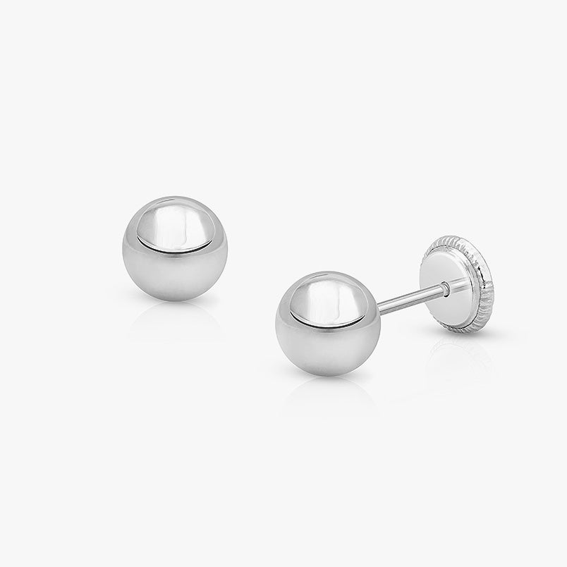 Modern Heart, Teen’s Earrings, Screw Back – 14K White Gold