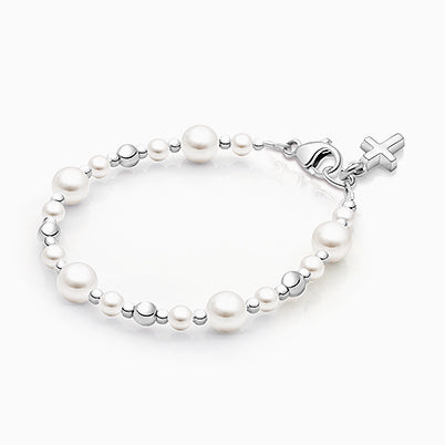 Tiny Blessings Birthstone, First Holy Communion Name Bracelet for Girls – Sterling Silver