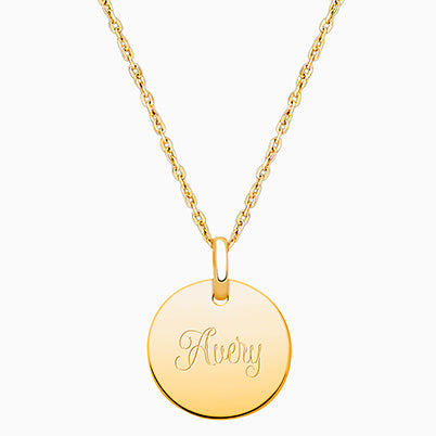 14K Gold Baby Round, Engraved Teen’s Necklace for Girls (FREE Personalization) – 14K Gold