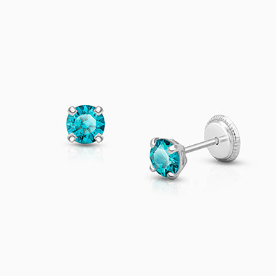 December Birthstone 9mm Huggie Hoops, Swarovski® Crystal Baby/Children’s Earrings – Sterling Silver