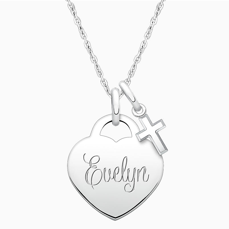 Small Heart, Communion Children’s Necklace for Girls (50+ Optional Charms & FREE Engraving) – Sterling Silver