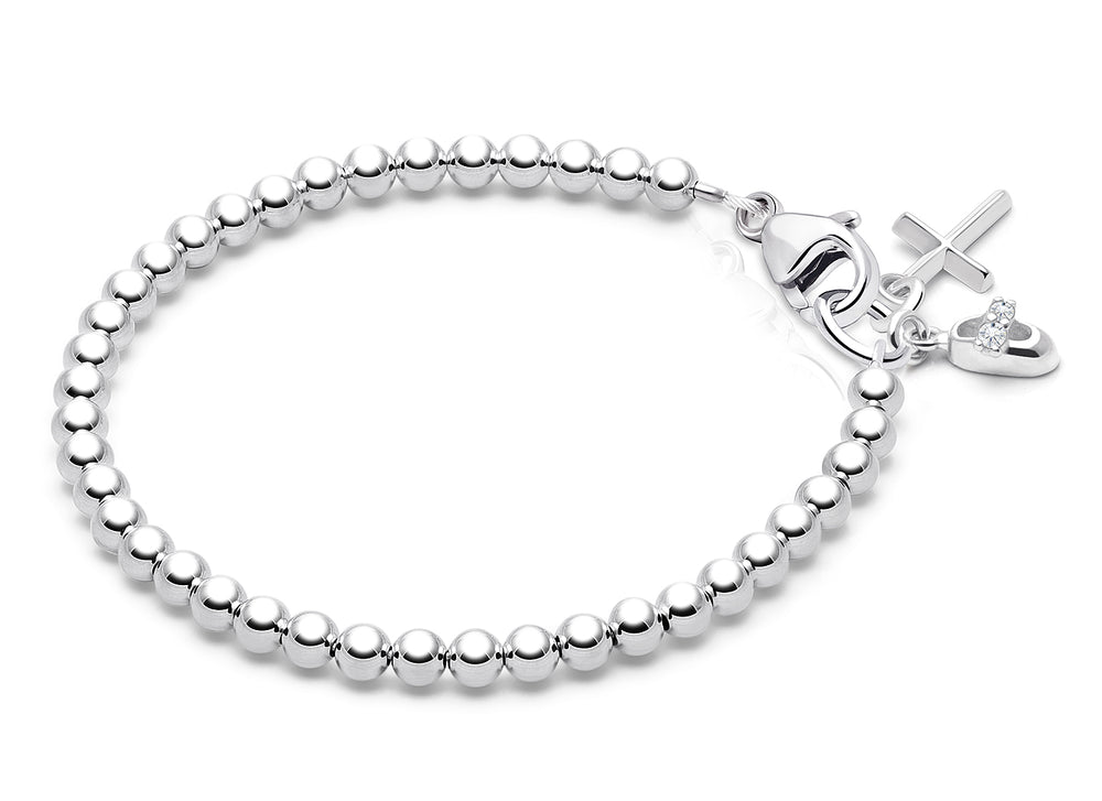 3mm Tiny Blessings Beads, Christening/Baptism Baby/Children’s Beaded Bracelet for Girls – Sterling Silver