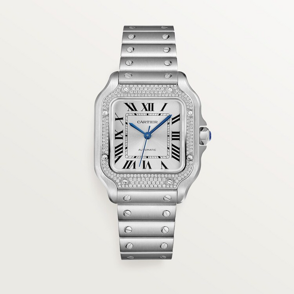 Unworn Santos, Stainless Steel, 35.1mm, Ref# W4SA0005, box and papers