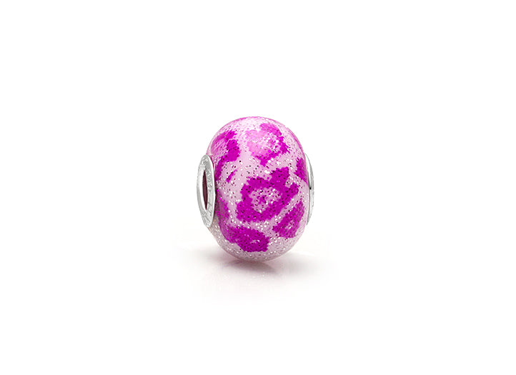 Wild Side, Sterling Silver and Purple Cheetah Print Murano Glass (Hand Made in Italy) – Children’s Adoré™ Charm