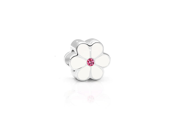 Darling as a Daisy, Sterling Silver, White Enamel and Pink CZ Flower – Children’s Adoré™ Charm