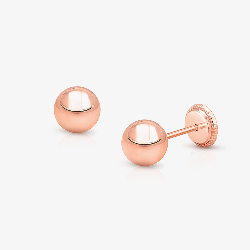 5mm Classic Round Studs, Baby/Children’s Earrings, Screw Back – 14K Gold