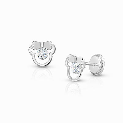 August Birthstone Studs, 4mm Swarovski® Crystal Baby/Children’s Earrings, Screw Back – 14K White Gold