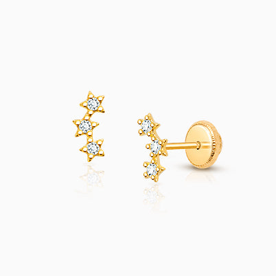 Born to Shine, Star with Genuine Diamonds Children’s Necklace for Girls – 14K Gold