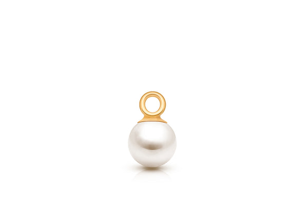 Pearl – White, AAA Grade Perfect Round Baby/Children’s Individual Charm (Add to Your Existing Bracelet or Necklace) – 14K Gold