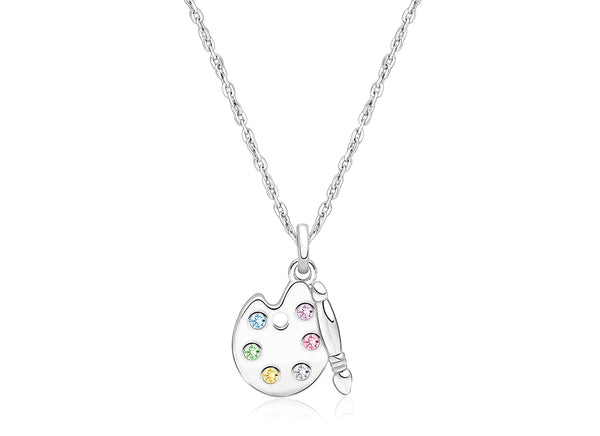 Little Artist, Children’s Painter’s Palette Necklace for Girls – Sterling Silver