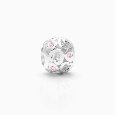 You’ll Be In My Heart, Sterling Silver with Red Hearts on White Murano Glass (Hand Made in Italy) – Children’s Adoré™ Charm