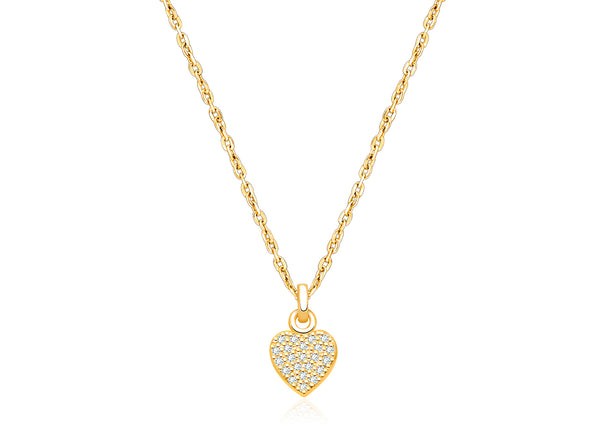 From the Heart with Genuine Diamonds, Children’s Necklace for Girls – 14K Gold