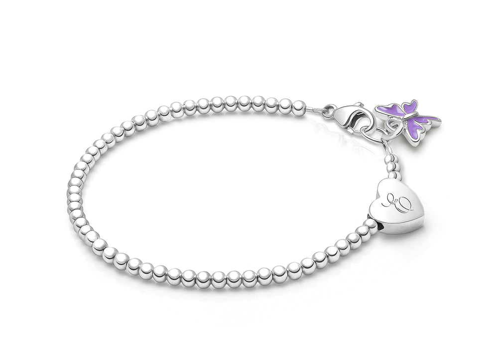 Dainty Heart, Baby/Children’s Beaded Bracelet for Girls (INCLUDES Engraved Initial) – Sterling Silver