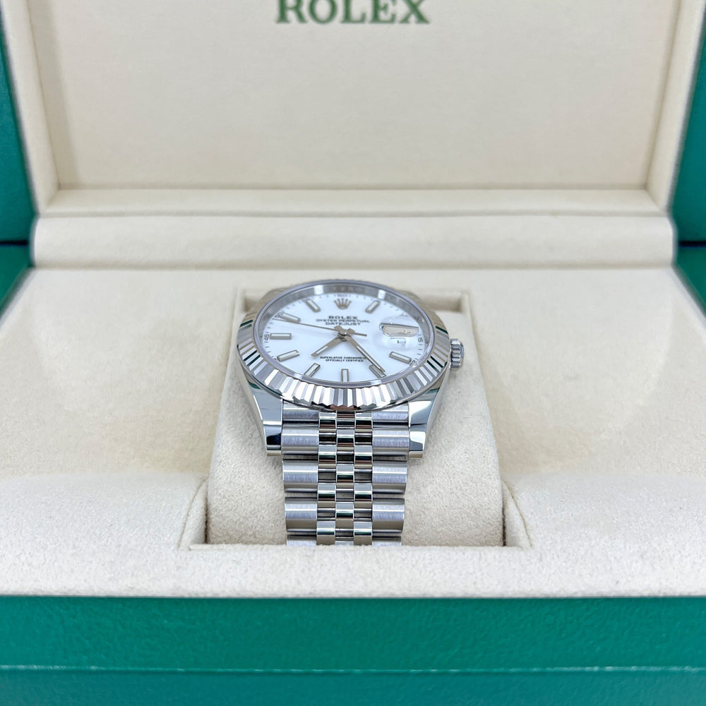 Datejust 41 Oystersteel and 18K White Gold 41 mm White Dial, Ref# 126334-0010