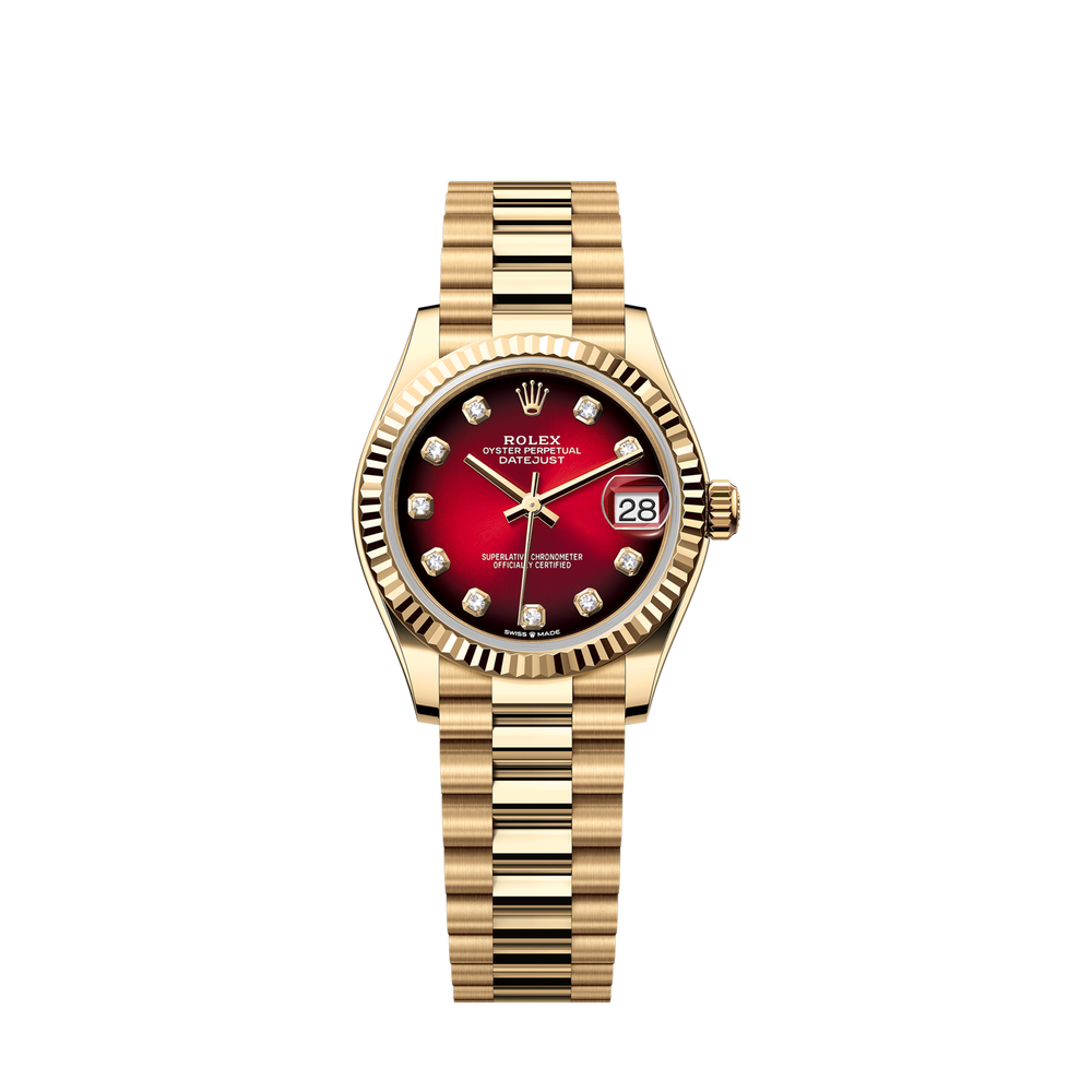 Unworn 2025, Datejust 31, 18k Yellow Gold, Diamonds, Ref# 278278-0049, box and papers