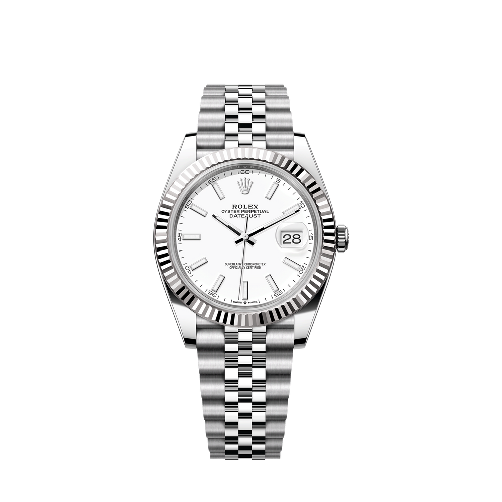 Datejust 41 Oystersteel and 18K White Gold 41 mm White Dial, Ref# 126334-0010