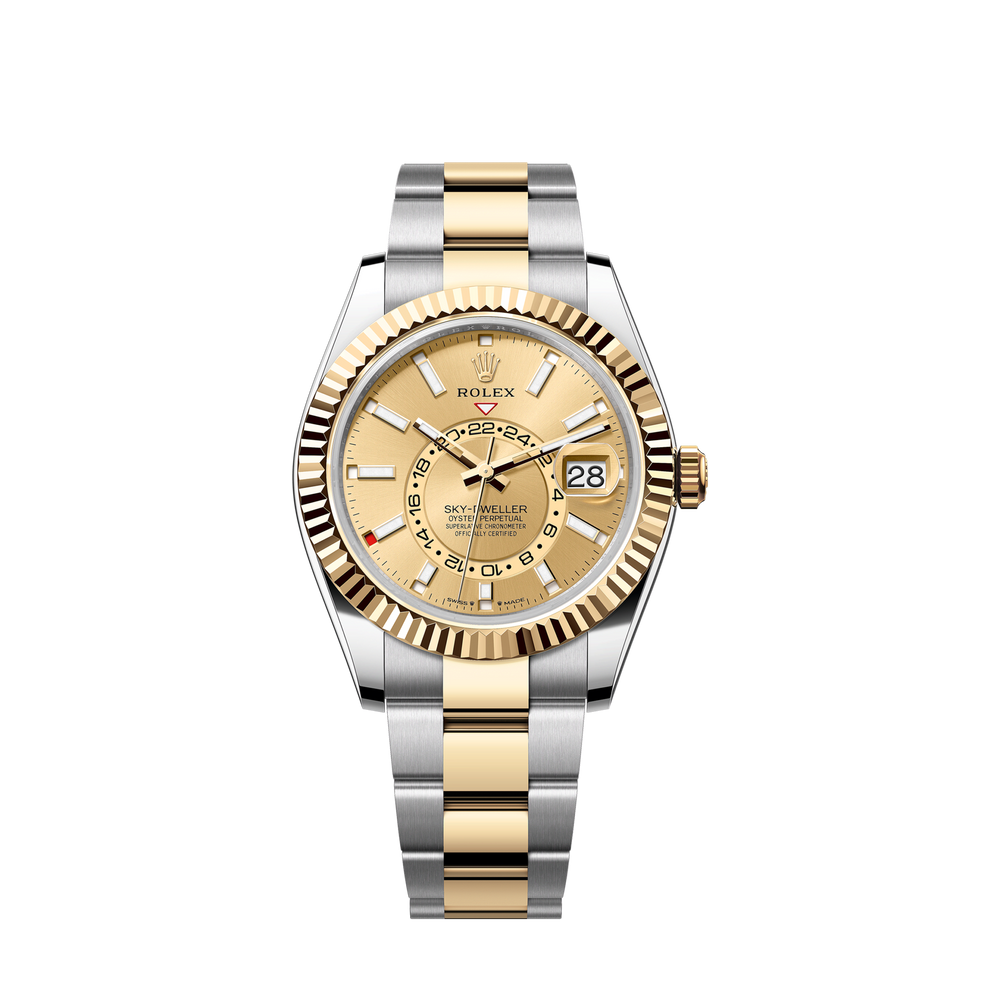 Sky-Dweller, 42mm, Oystersteel and 18k Yellow Gold, Champagne, Oyster, Ref# 336933-0001