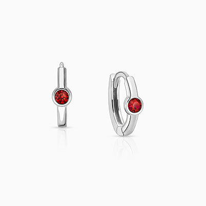 August Birthstone 9mm Huggie Hoops, Swarovski® Crystal Baby/Children’s Earrings – Sterling Silver