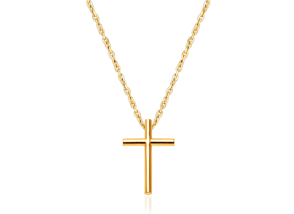 Rounded Cross, Children’s Necklace for Boys – 14K Gold