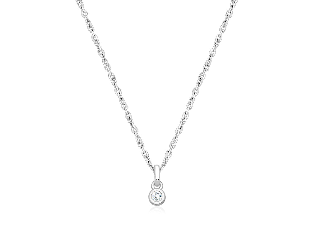 My 1st Diamond, Teeny Tiny Teen’s Necklace with Genuine Diamond for Girls – 14K White Gold
