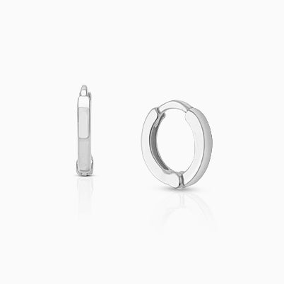 9mm Modern Huggie Hoops, Christening/Baptism Baby/Children’s Earrings – 14K White Gold