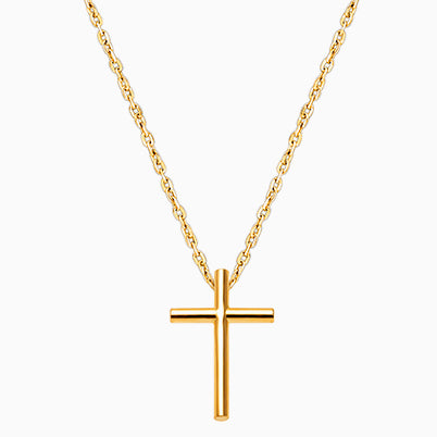 Rounded Cross, Children’s Necklace for Boys – 14K Rose Gold