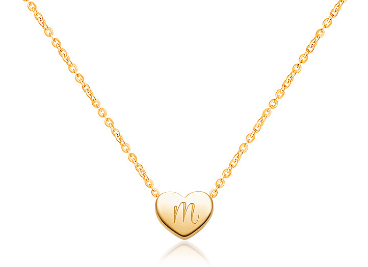 Mini Sliding Heart, Engraved Communion Children’s Necklace for Girls (FREE Personalization) – 14K Gold