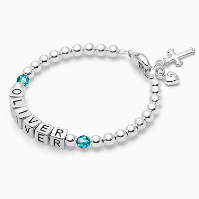 3mm Tiny Blessings Beads, Christening/Baptism Baby/Children’s Beaded Bracelet for Boys – 14K Gold