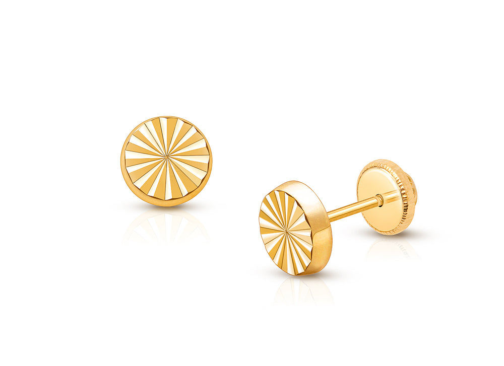 Diamond Cut Cutie, Teen’s Earrings, Screw Back – 14K Gold