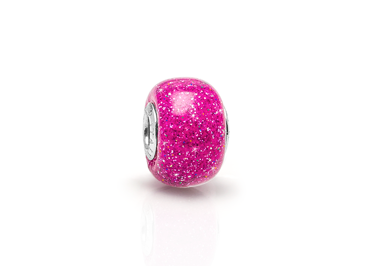 Glitz & Glam, Sterling Silver and Dark Pink Glittering Murano Glass (Hand Made in Italy) – Children’s Adoré™ Charm