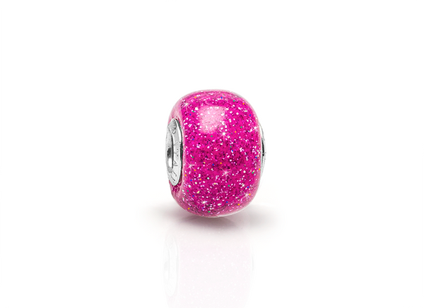 Glitz & Glam, Sterling Silver and Dark Pink Glittering Murano Glass (Hand Made in Italy) – Children’s Adoré™ Charm