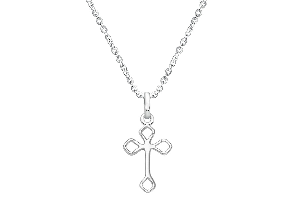 Diamond Point Cross, Mother’s Necklace for Girls – Sterling Silver