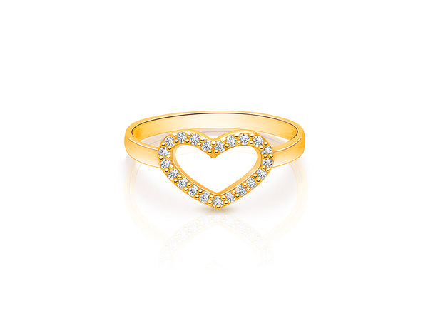 Heart of a Princess, Pavé CZ Children’s First Holy Communion Ring for Girls – 14K Gold