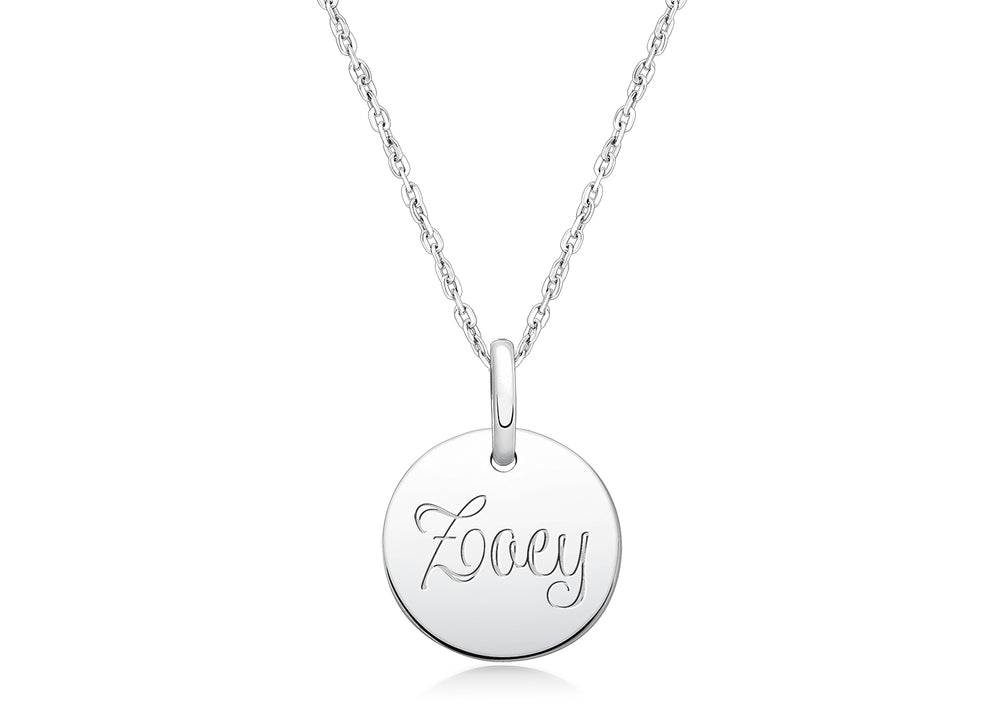 Baby Round, Engraved Children’s Necklace for Girls (FREE Personalization) – Sterling Silver
