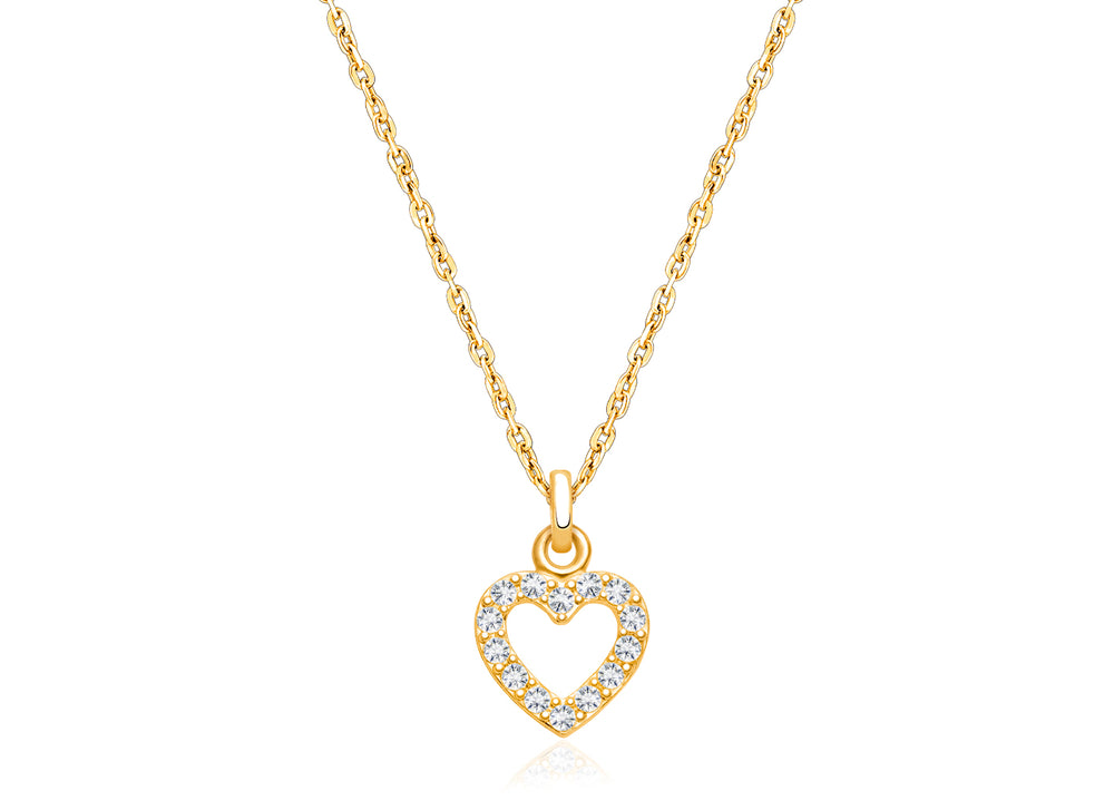 Eternal Heart, Pavé CZ Children’s Necklace for Girls – 14K Gold