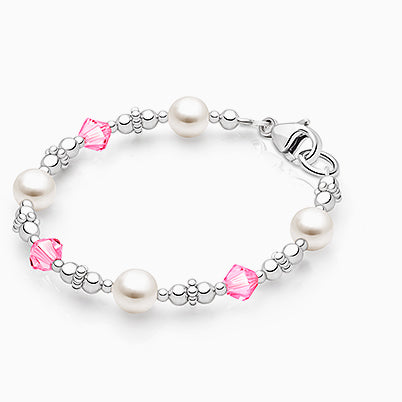 5mm Cultured Pearls, Baby/Children’s Beaded Bracelet for Girls – Sterling Silver