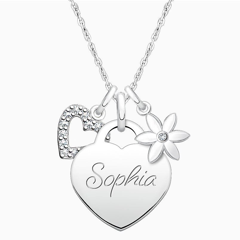 Heart Locket, Engraved Children’s Necklace for Girls (FREE Personalization) – Sterling Silver