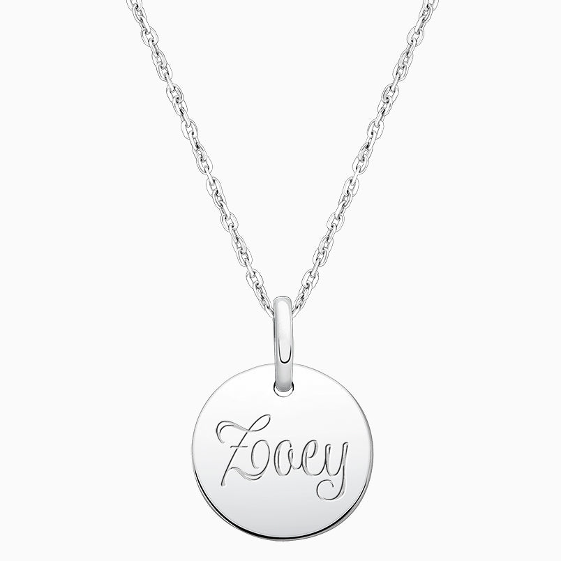 Baby Round, Engraved Children’s Necklace for Girls (FREE Personalization) – Sterling Silver
